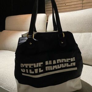 Steve Madden Black and White Logo Tote